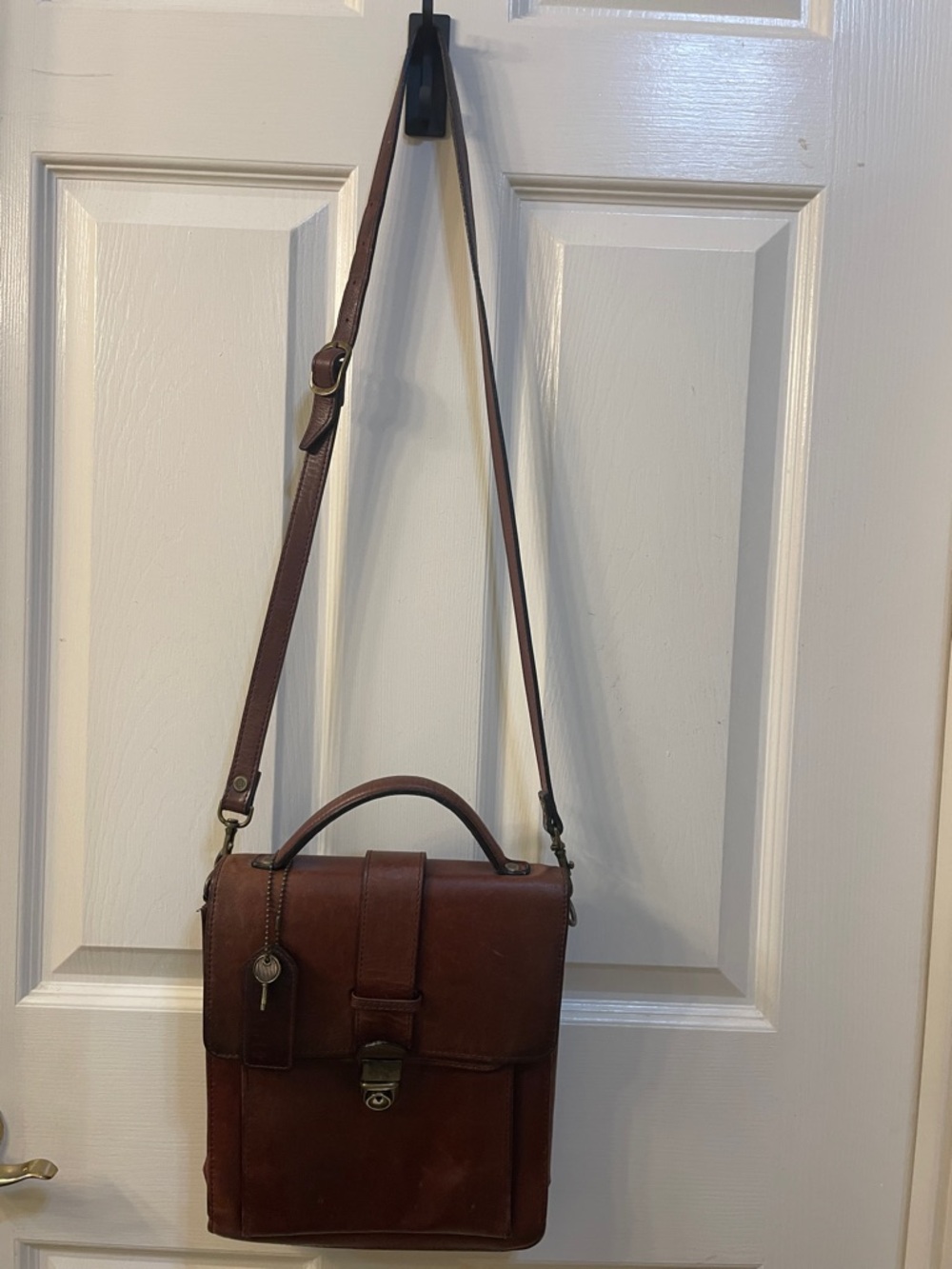 Vintage Alla Moda Bellezza Burgundy Leather Briefcase Shoulder Bag w key